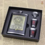Coffret flasque et accessoires en acier inoxydable