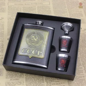 Coffret flasque et accessoires en acier inoxydable