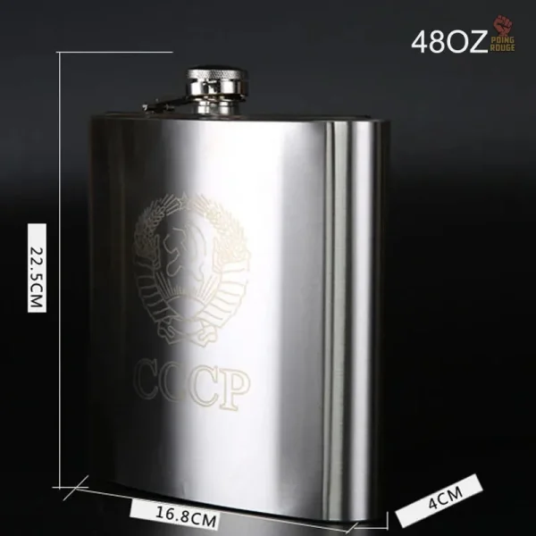 Flasque 18oz CCCP en inox avec étui en cuir marron