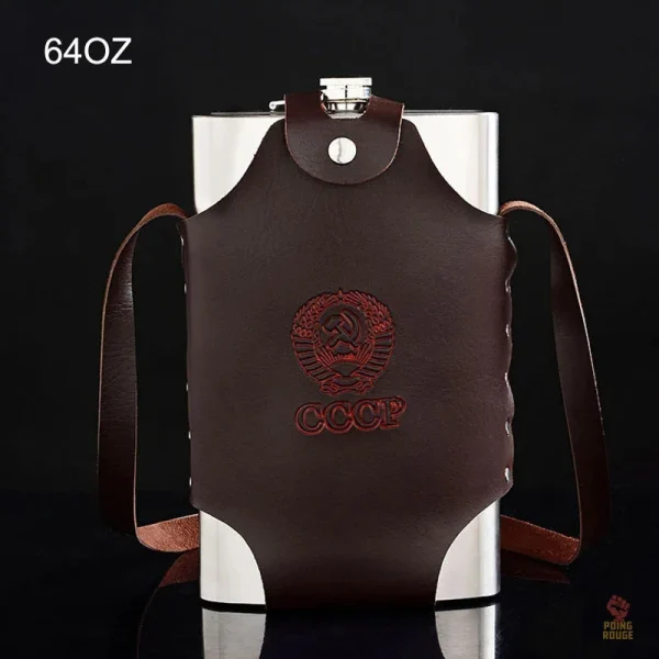 Flasque communiste 48oz, design classique en cuir marron