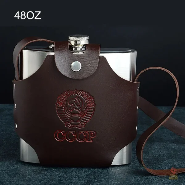 Flasque CCCP 64 oz avec design en cuir marron