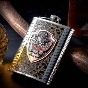 Flasque en inox 8 oz avec design cuir croco