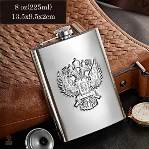 Flasque inox chrome Russie aigle bicéphale 8oz