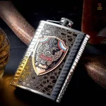 Flasque communiste avec aigle bicéphale en inox