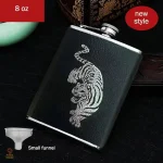 Flasque à whisky 8oz, inox chrome, motif russe