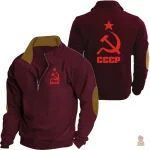 Hoodie zip bordeaux CCCP sport avec col montant