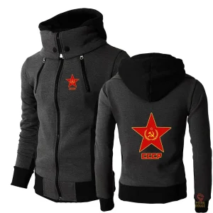 Hoodie zip gris anthracite CCCP étoile rouge