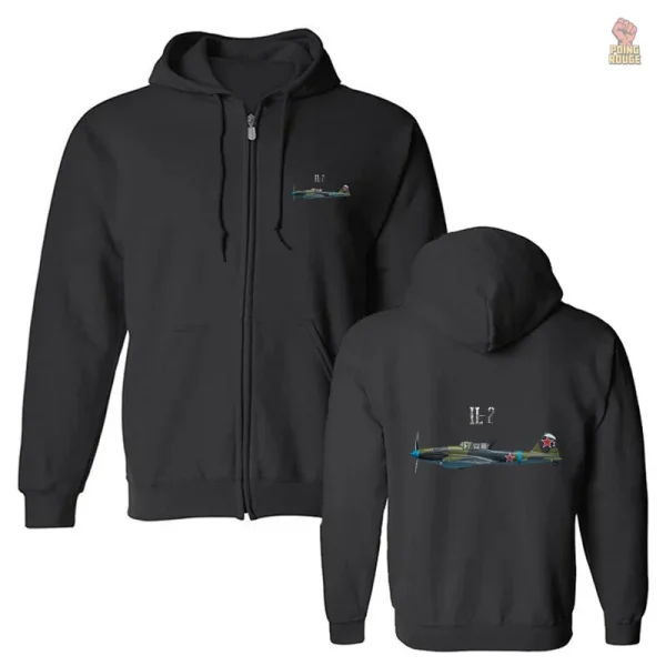 hoodie-zip-noir-cccp-avion-il-2-aviation-sovietique-1 Hoodie zip noir avec motif avion IL-2 CCCP