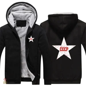 Hoodie zip noir CCCP avec étoile rouge