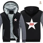 Sweat à capuche épais avec étoile rouge sur fond noir