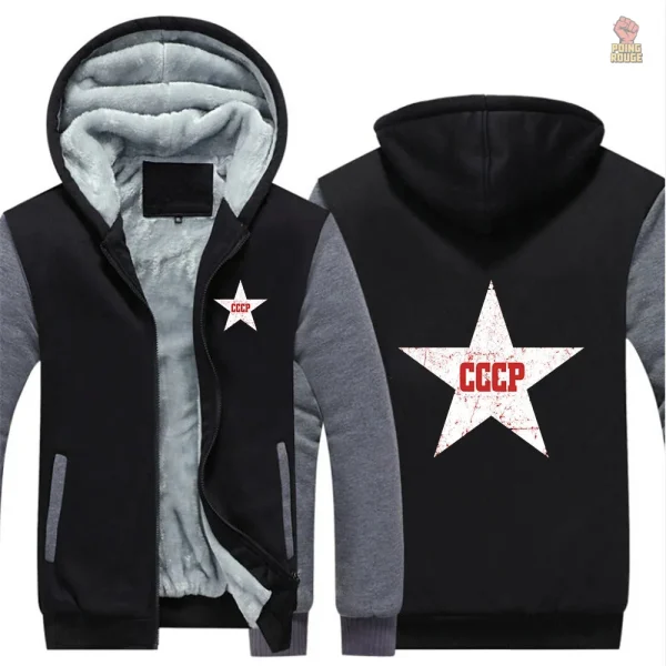 Sweat à capuche épais avec étoile rouge sur fond noir