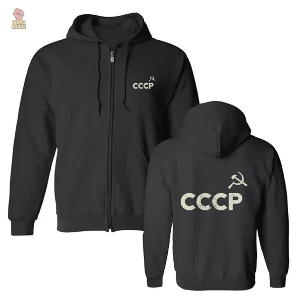 hoodie-zip-noir-cccp-faucille-marteau-ecru-1 Hoodie zip noir CCCP faucille marteau écru