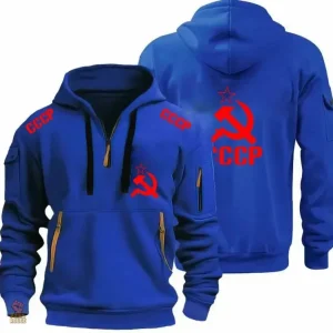 Sweat communiste noir avec zippé et motifs néon