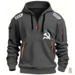 Sweat à capuche noir avec logo CCCP et détails lumineux