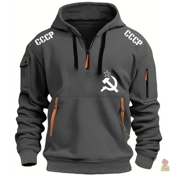 Sweat à capuche noir avec logo CCCP et détails lumineux