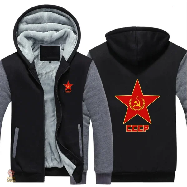 Sweat zippé noir, parfait pour l'hiver avec étoile