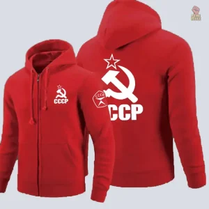 Hoodie zip rouge CCCP faucille marteau blanc