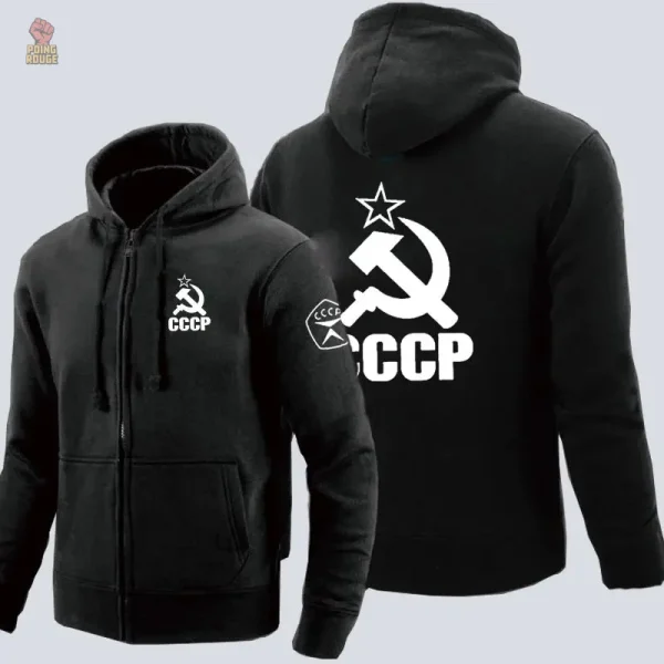 Hoodie avec emblème faucille et marteau en blanc