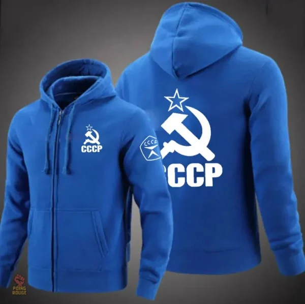 Hoodie zip de style communiste en rouge