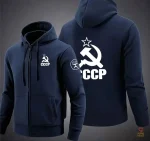 Sweat rouge avec motifs CCCP en blanc