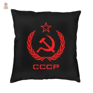 Housse coussin CCCP blason rouge sur fond noir