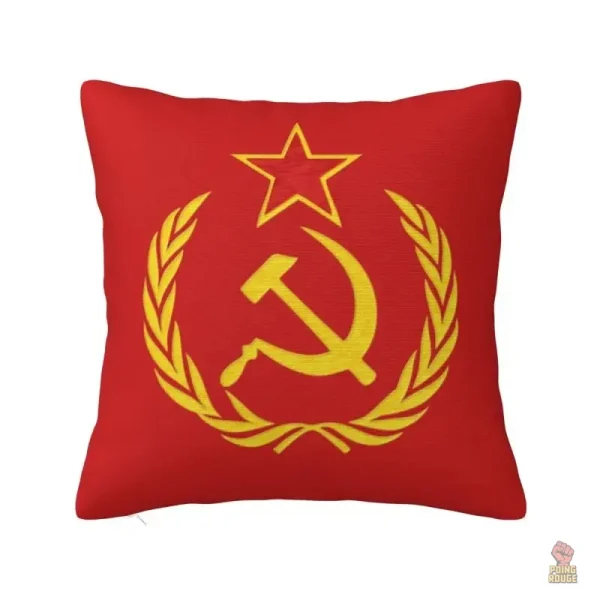 Housse coussin CCCP logo fond rouge faucille marteau étoile or - vue 10