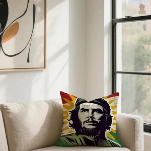 Housse coussin Che Guevara double face militaire vert kaki