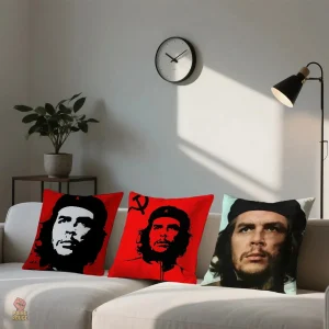 Housse coussin vert kaki avec motif Che Guevara