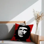 Housse coussin réversible vert kaki et motif Che