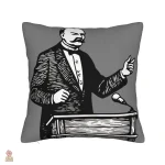 Housse coussin Lenine gravure classique fond gris