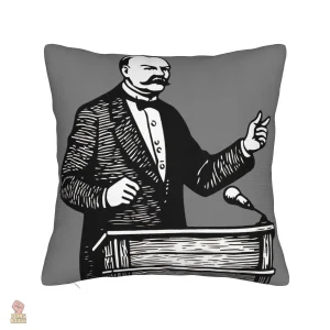 Housse coussin Lenine gravure classique fond gris