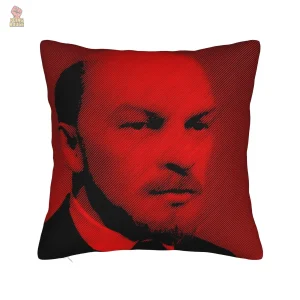 Housse de coussin portrait Lénine rouge sombre intense