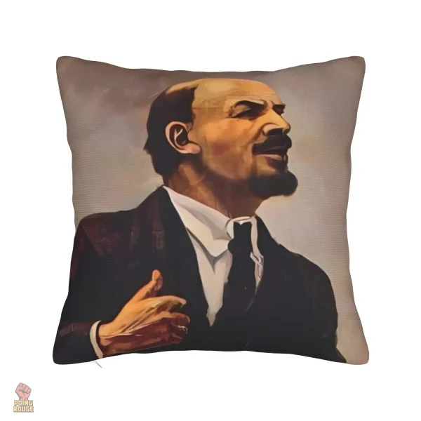 Housse de coussin rouge intense avec illustration Lénine