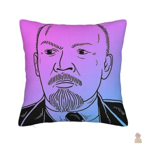 Housse coussin portrait Lénine néon dégradé violet bleu