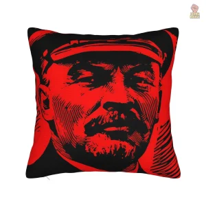 Housse coussin portrait Lénine rouge noir