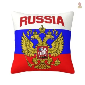 Housse coussin Russie inscription rouge aigle présidentiel
