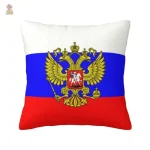 Coussin décoratif rouge avec aigle emblématique
