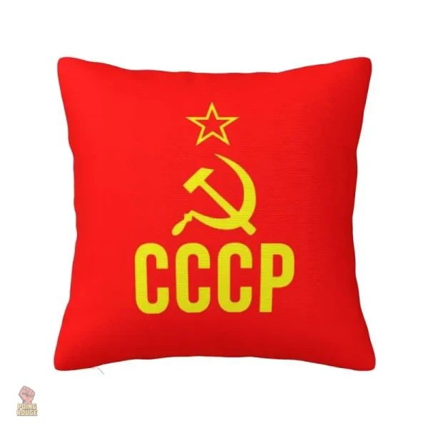 Coussin Russie en typographie moderne sur fond noir