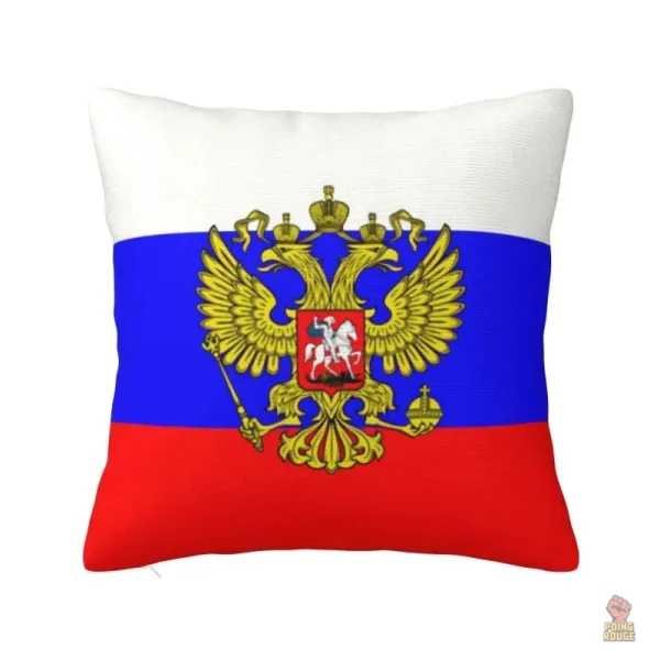Housse coussin aigle bicephalé or fond rouge - vue 2