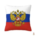 Housse coussin Russie drapeau aigle or sur fond blanc