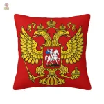 Housse coussin Russie drapeau aigle or sur fond blanc - vue 2