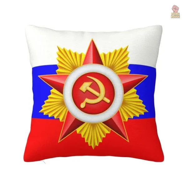 Housse de coussin symbolique faucille et marteau
