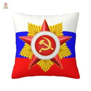 Housse coussin Russie médaille soviétique étoile dorée