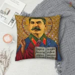 Housse de coussin Staline avec motif iconique doré