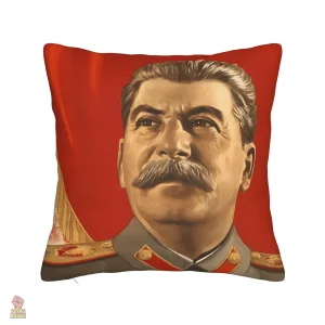Housse coussin Staline portrait peinture officielle fond rouge