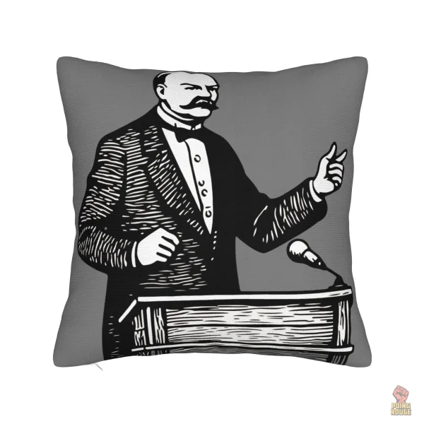 Coussin avec peinture de Staline sur toile rouge