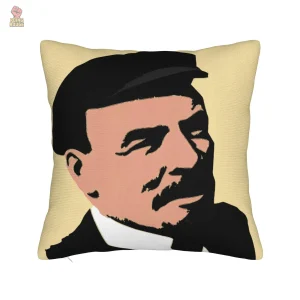 Housse de coussin portrait de Staline sur fond rouge