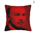 Coussin décoratif avec portrait de Staline et drapeau rouge