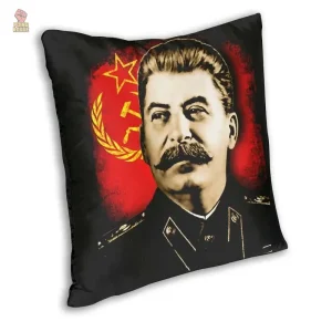 Coussin décoratif portrait de Staline avec blason rouge
