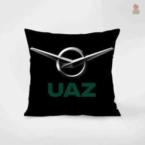 Housse de coussin UAZ avec logo officiel argent et vert
